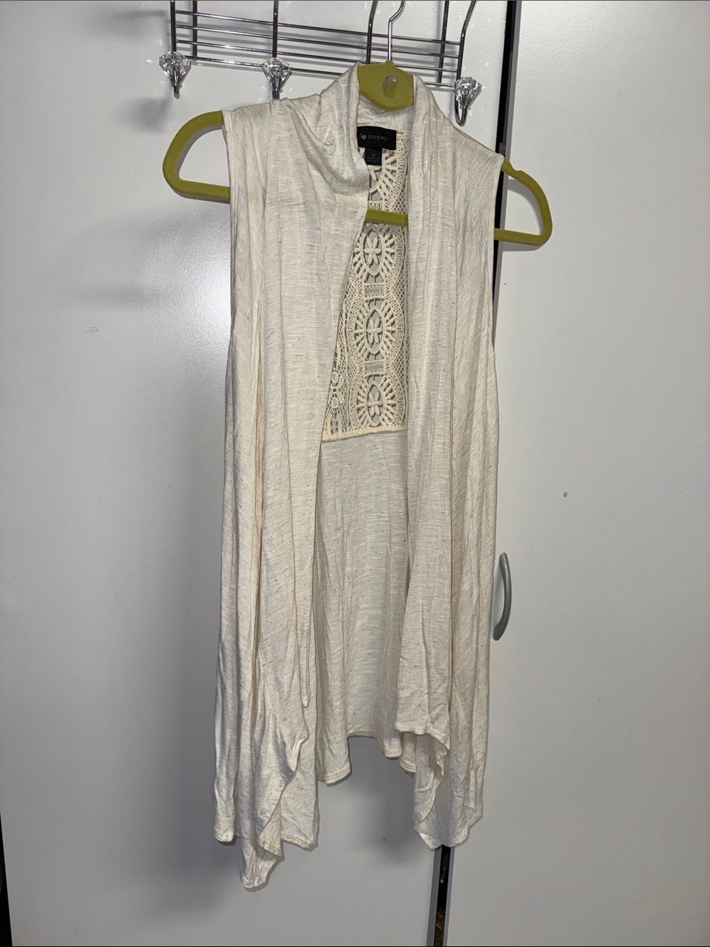 AB Studio Cream Sleeveless Tunic with Crochet Back